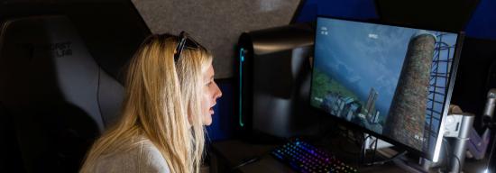 student playing video game