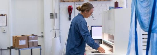 Female working in an art building
