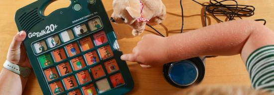 Child playing with an educational device