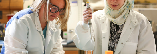 students working in lab