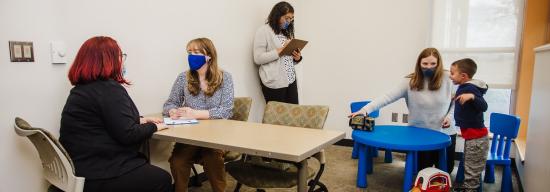 students working in clinic