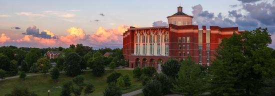 night view of WT library on UK's campus