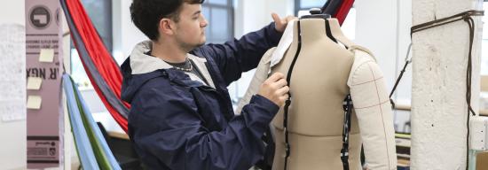 Student working in product design studio