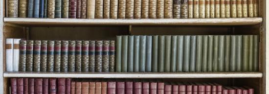 Stack of books in a shelf
