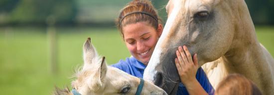 student from equine sciences program with horses 